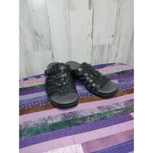 Dansko Marion Weave Leather Slip-on Open Toe Platform Sandal Black 40